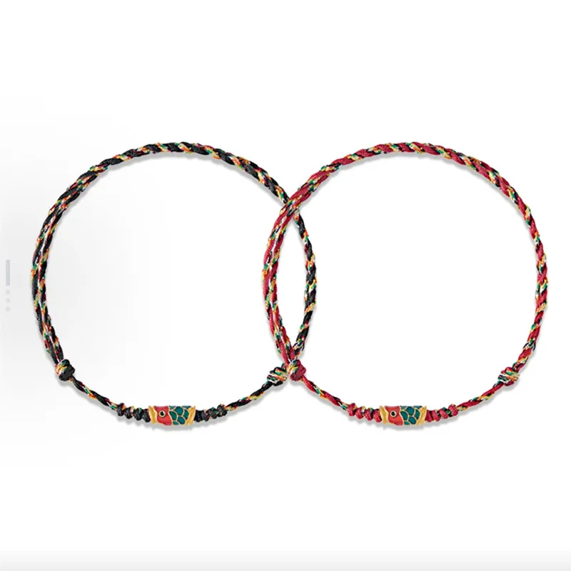 Bracelet de prière de poisson tressé à la main, corde colorée porte-bonheur pour Couple, amitié, chaîne à main colorée, accessoire ethnique Original, bijoux