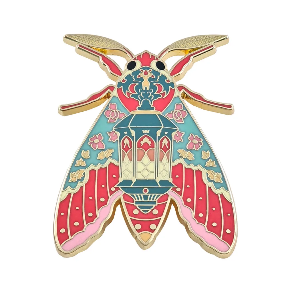Gotische Motten-Emaille-Anstecknadel, Vintage-Laternenfliegen-Brosche, Hexerei-Magie-Insekten-Abzeichen, Retro-Cottagecore-Reversnadeln, Schmuck-Fangeschenk – Detail 1