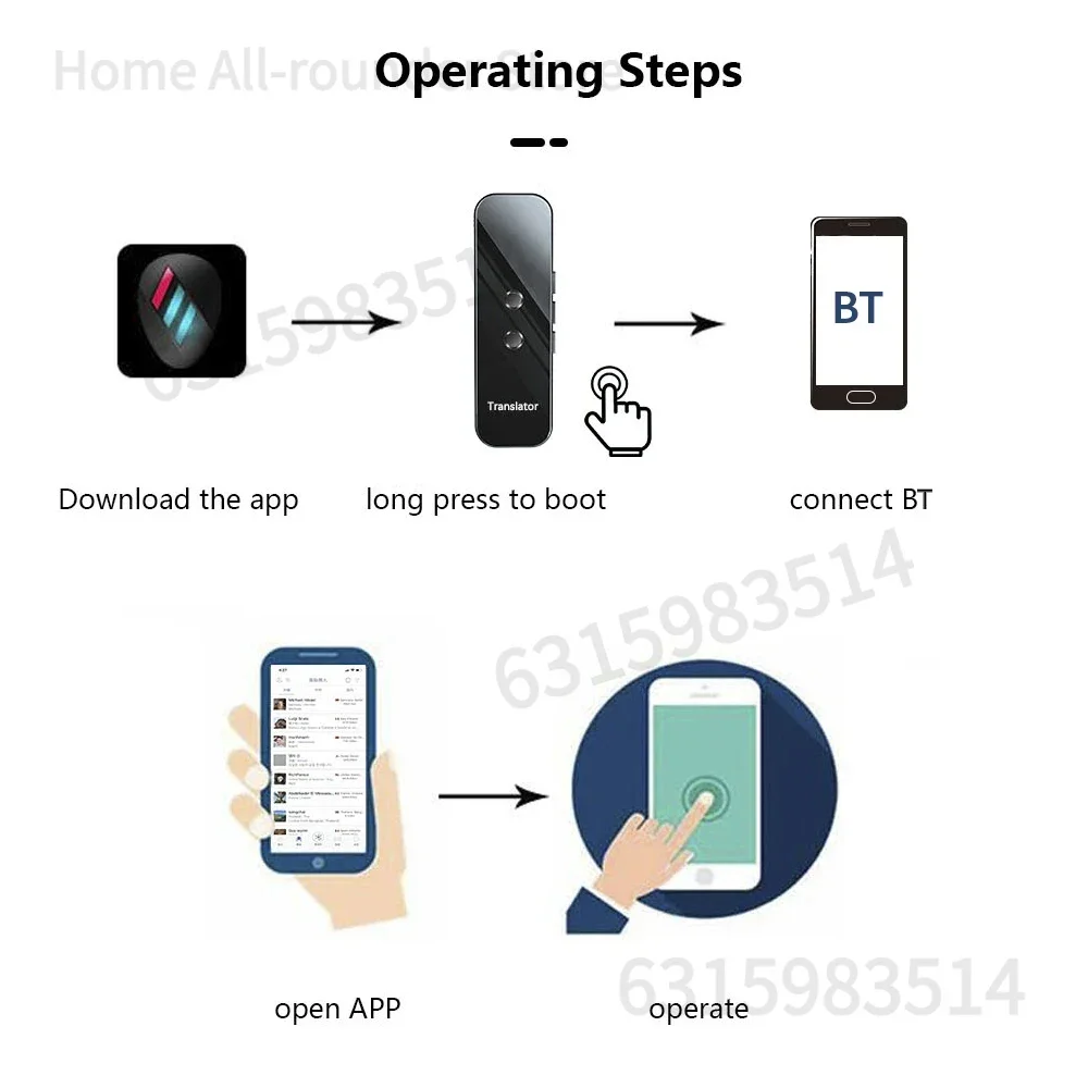 مترجم اللغة الذكية غلاف من الزجاج المقسى BT 4.2 70+ لغات للدردشة الاستعداد الطويلة للغاية والمواعدة والترجمة النصية