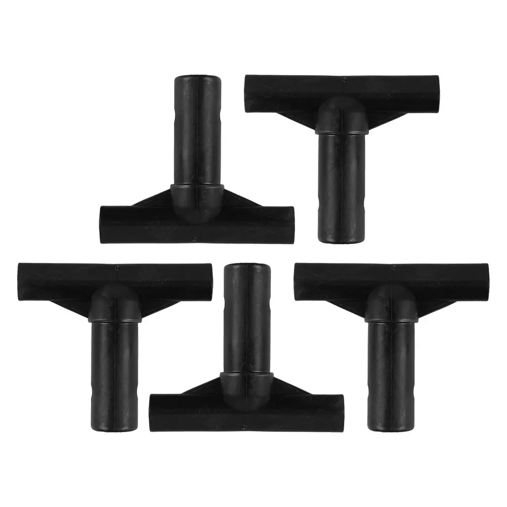 5pcs Trampoline Plastic T-Connector Black Secure Durable Pole Cap Pipe Connector Replacement Part For Enclosure Net Fiberglass