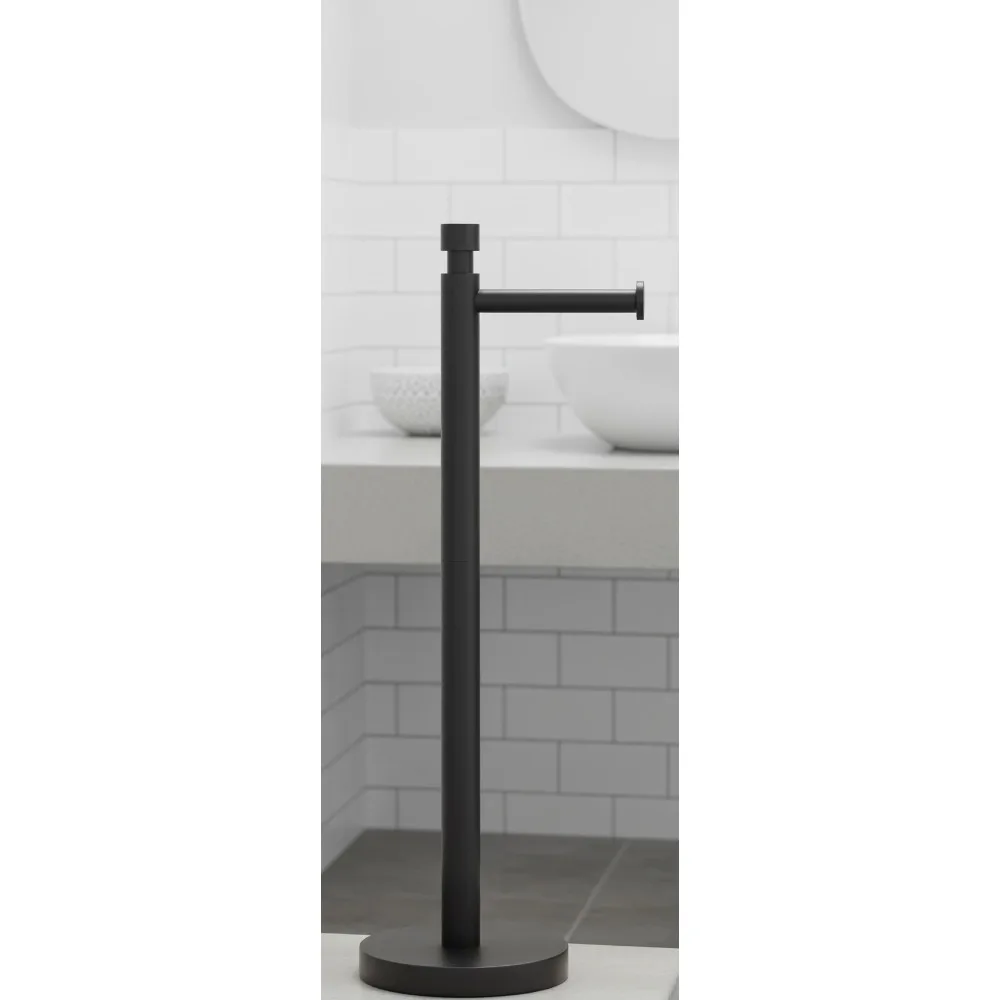 

Freestanding Toilet Paper Holder Stand Weighted Sturdy Matte Black Rustproof for Modern Bathroom RV Van