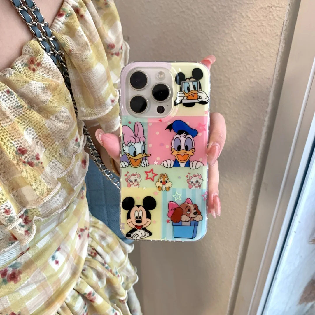 

Mickey Minnie Mouse Donald Duck Cute Phone Case For iPhone 16 14 15 Pro Max Cartoon Lovely Cover Double-layer Silicone Protect﻿﻿