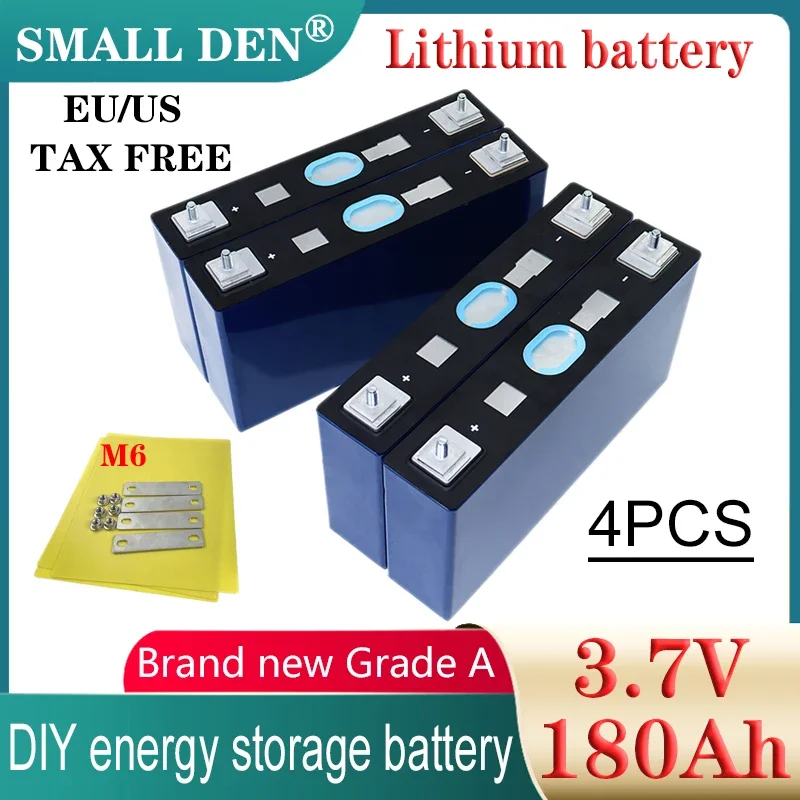 

4PCS 3.7V 180Ah Lithium Rechargeable battery 3C High power DIY 12v 24v Solar Electric car boat RV Golf cart inverter Li-ion Cell