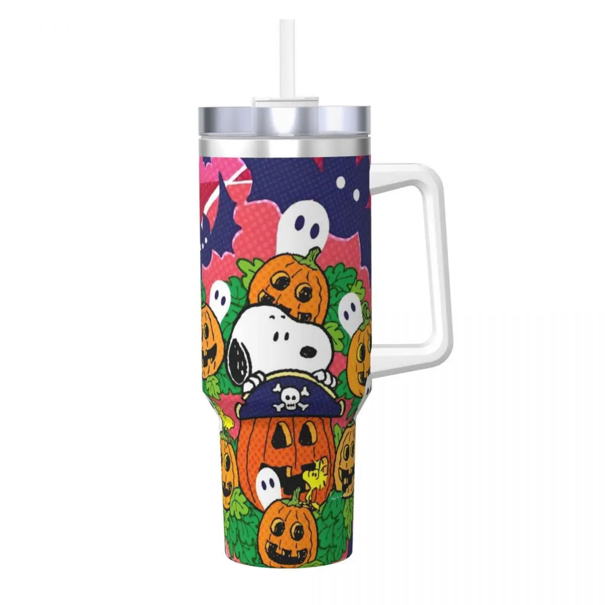 Snoopy Peanuts Stainless Steel Tumbler Travel Thermal Cups With Straws and Lid 40oz Mugs Cup Hot Drinks Water Bottle