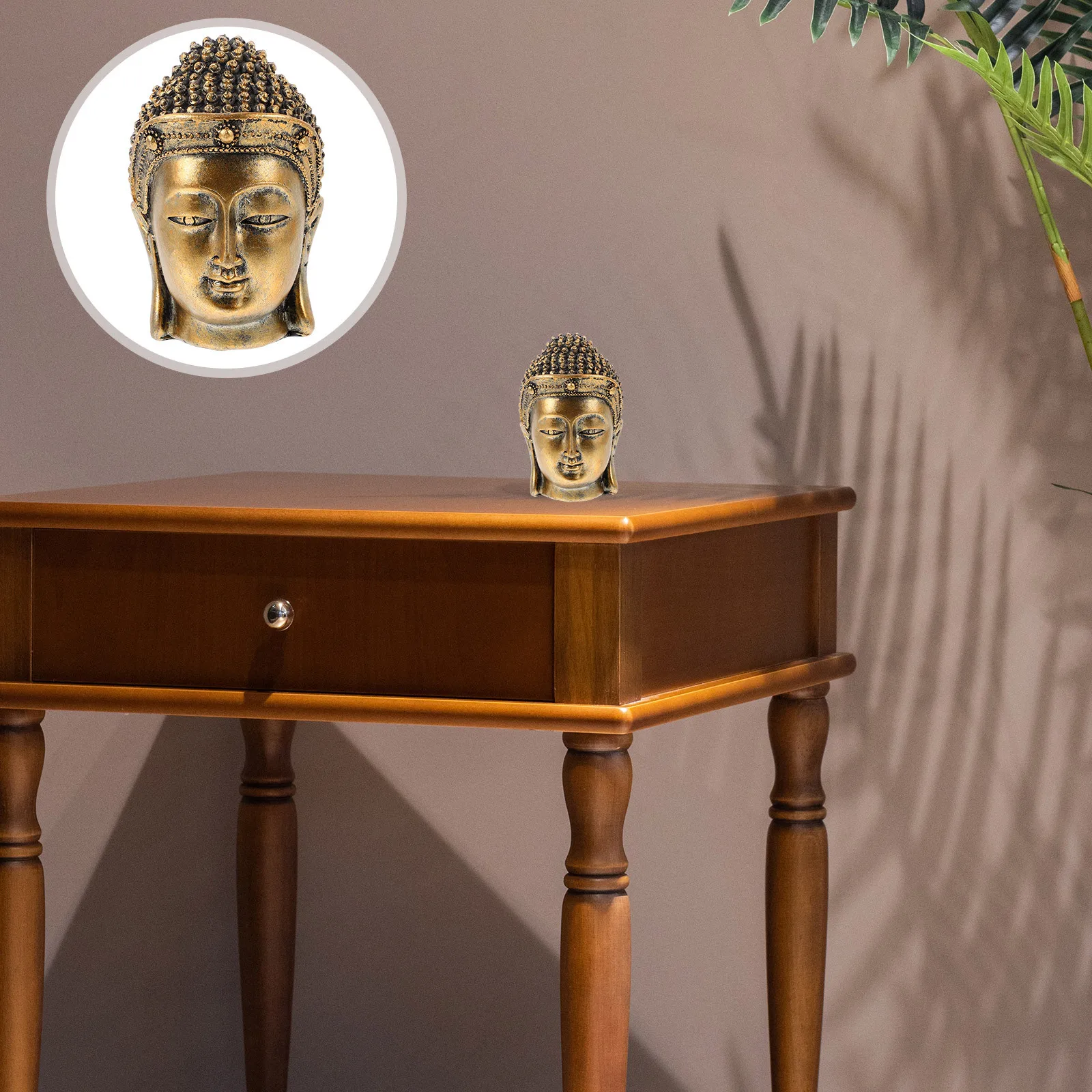 

Buddha Statue for Office Table Resin Head Decor Firm Placement Small Size Craft for Living Room Shelf Meditation Space