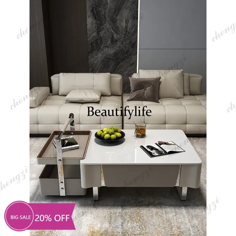 MM02 Modern light luxury microcrystalline stone coffee table, living room marble combination, high-end designer coffee table