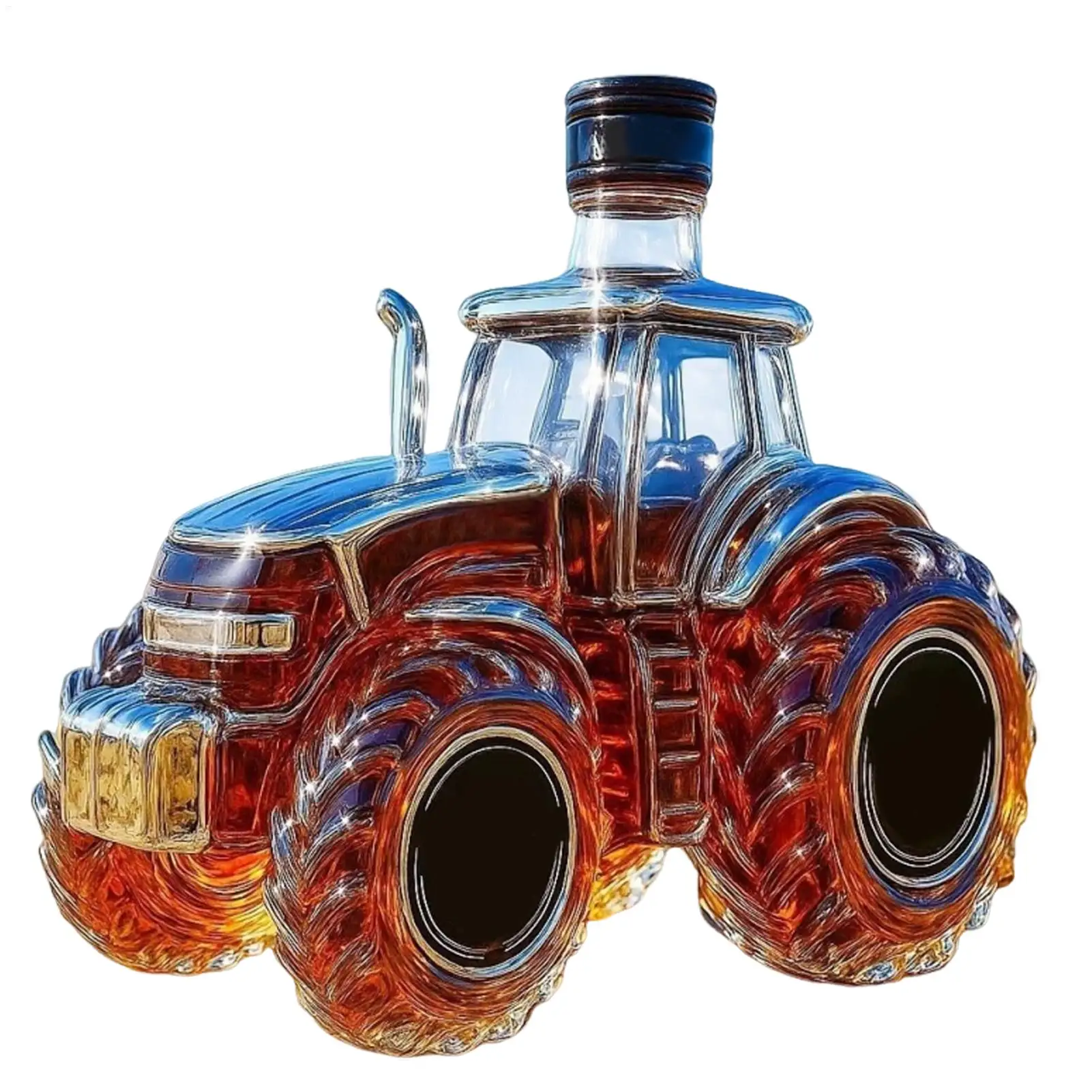Whiskey Glass Bottles 300ml Tractor Shape Alcohol Dispenser Glass Decanter Bottle for Brandy Bourbon Drinks Beverages Family view 2