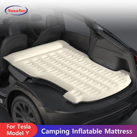 NovaAcc Car Air Bed for Tesla Model Y Portable Car Rear Folding Bed Camping Inflatable Mattress Flocking Surface With Air Pump