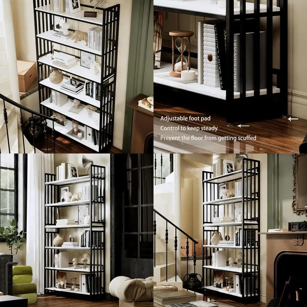 منظم رف كتب بطول 6 طبقات 72 بوصة للأقراص المضغوطة والأفلام والكتب - تخزين حديث للمكتب المنزلي وغرفة النوم وغرفة المعيشة #1