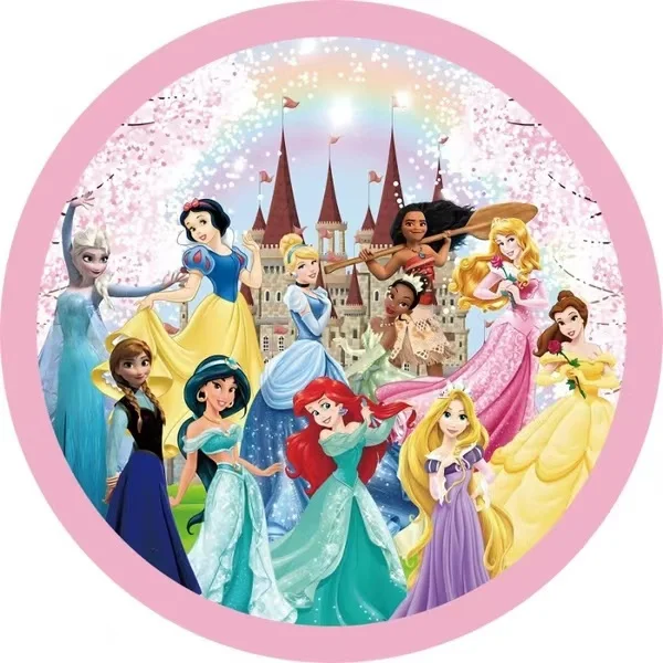 ディズニープリンセスの誕生日パーティーの装飾アクセサリー,丸い背景,写真の背景,ベビーシャワー,女の子のバナー,子供のアクセサリー