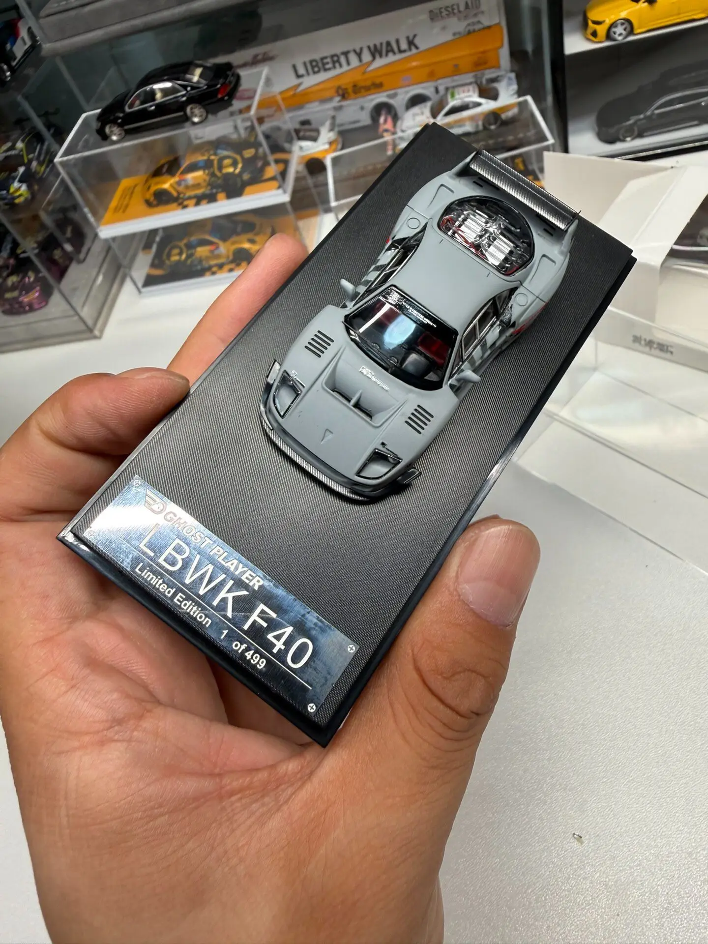 Diecast GHOST PLAYER X SW 1:64 Scale Ferrari F40 Grey lbwk Widebody Alloy Car Model