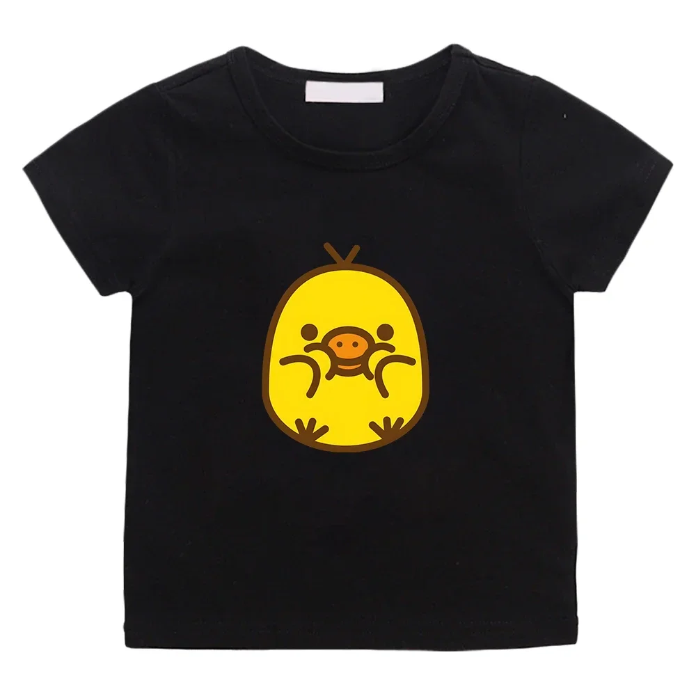 Cute Kiiroitori Yellow Chick Graphic T-shirt for Children Boys/Girls 100% Cotton Summer Tshirts Kawaii Cartoon Short Sleeve Tees