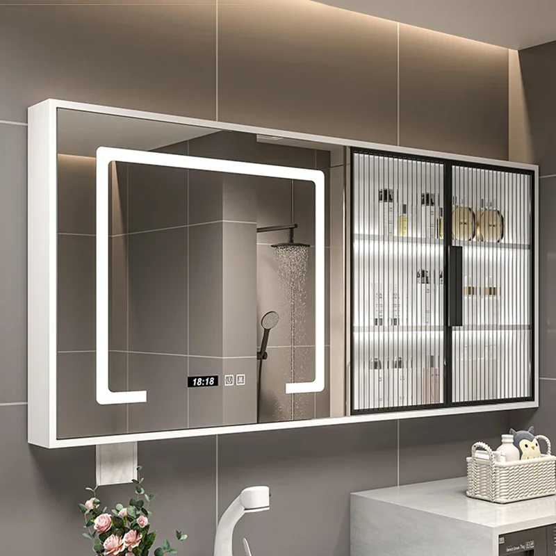 Nordic Intelligent Bathroom Cabinets Touch Wall-mounted Bathroom Cabinets Multifunctional Home Furniture Armadi Specchi HBMC