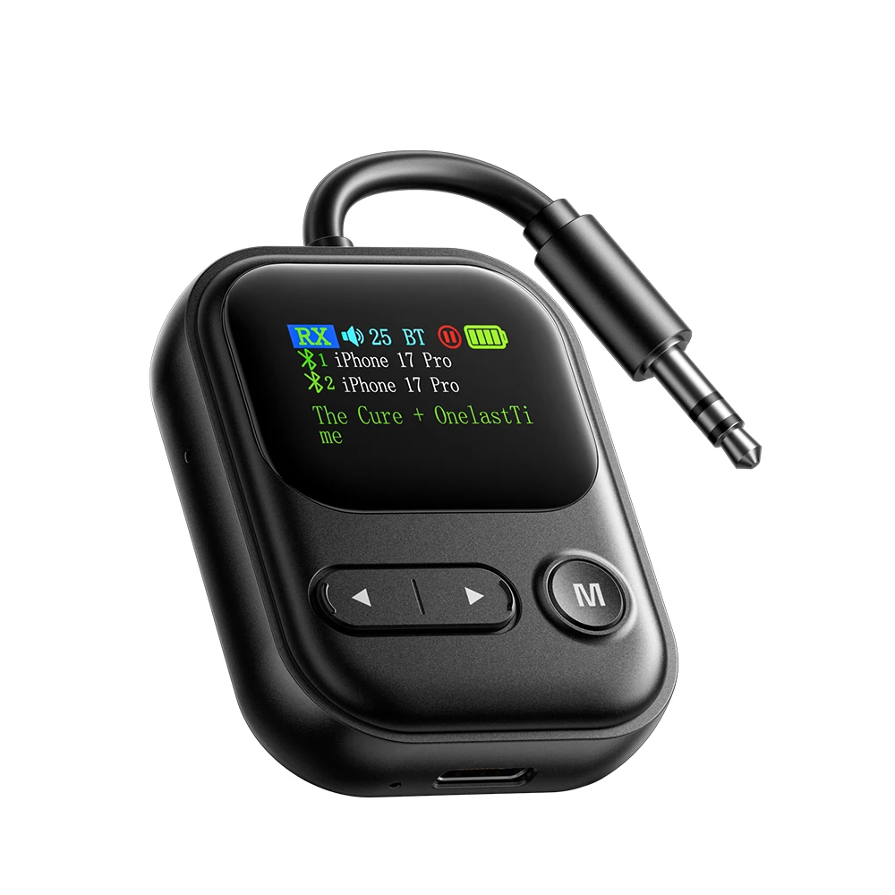 Odbiornik/Nadajnik Audio Bluetooth 6.0 Essager z Mikrofonem, Gniazdem 3.5mm i Wyświetlaczem LCD do Samochodu/Domowego Systemu Stereo/Telefonu/Słuchawek/Głośnika/TV — zdjęcie produktu 7