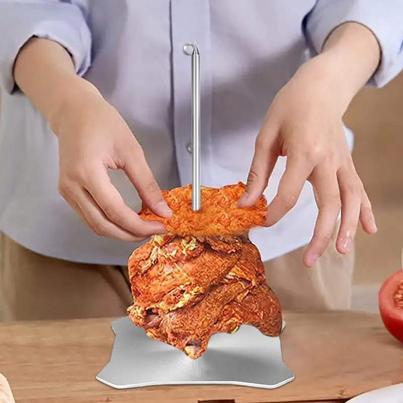 

Шашлык для гриля из нержавеющей стали, вертикальная подставка для мяса, гриль-кебаб, подставка для курицы для духовки для барбекю на открытом воздухе