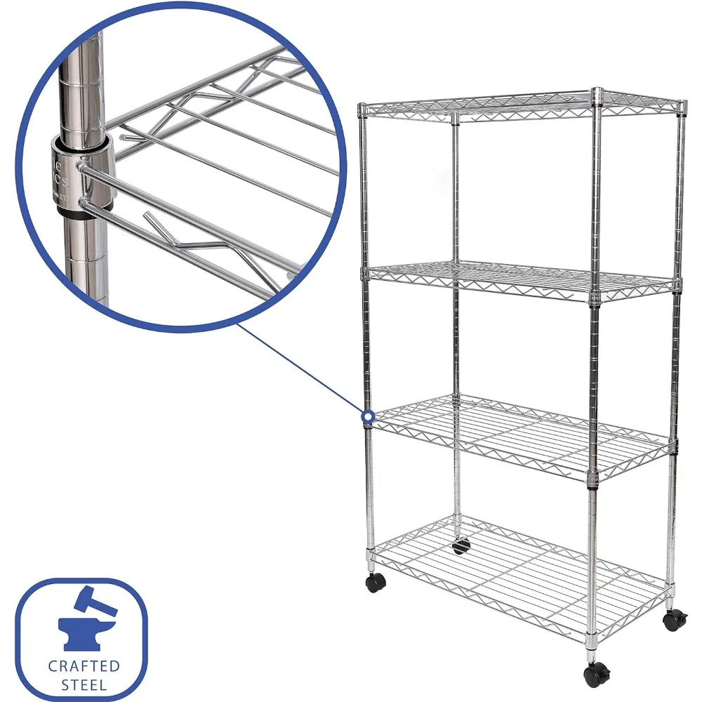 Classics Solid Steel Wire Shelving Unidade de Armazenamento, Prateleiras ajustáveis, Organizador Rack, Casa, Cozinha, Escritório, Garagem