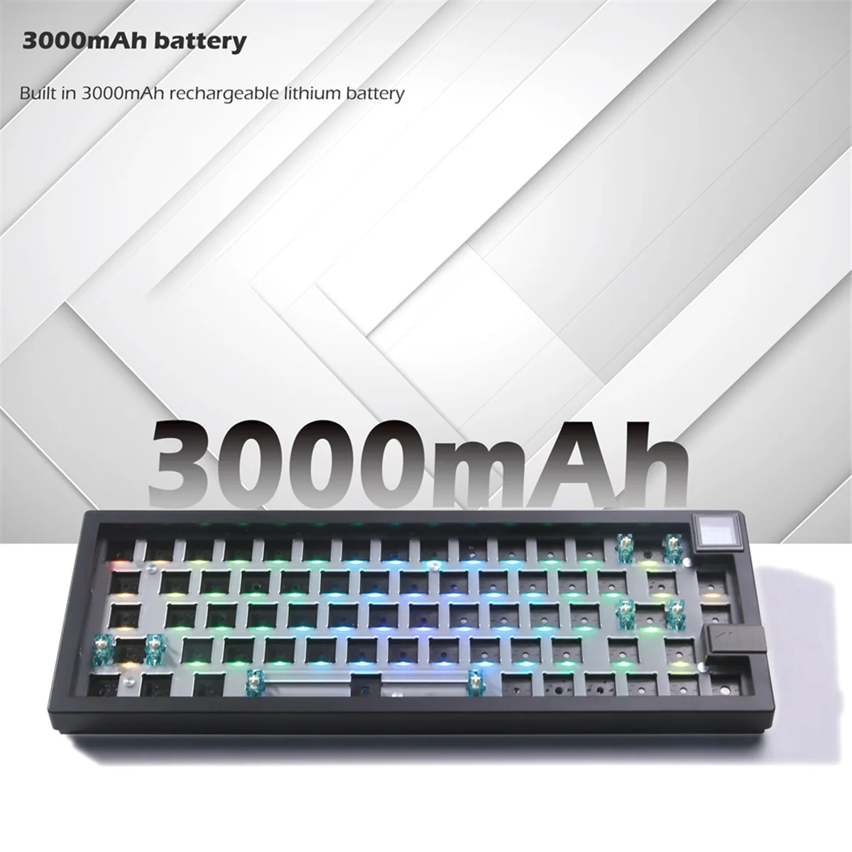 KIT de teclado mecánico para juegos de GMK67-S, junta de pantalla de visualización inalámbrica Bluetooth, Hotswap RGB, Kit personalizado negro