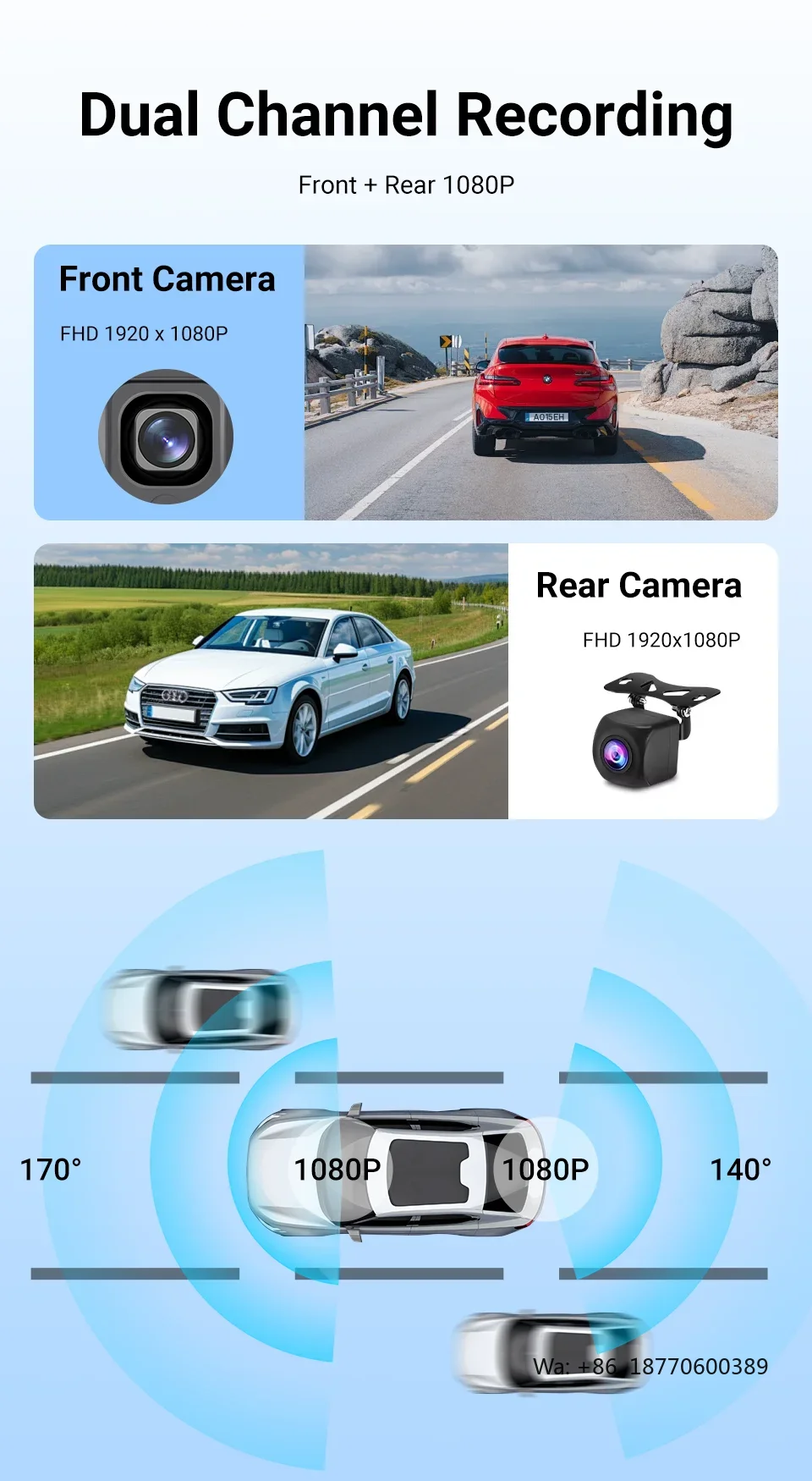 10.26" Car Intelligent Screen with 1080P Rotation Dash Cam Wireless CarPlay & Android Auto AUX FM Bluetooth WIFI GPS view 5