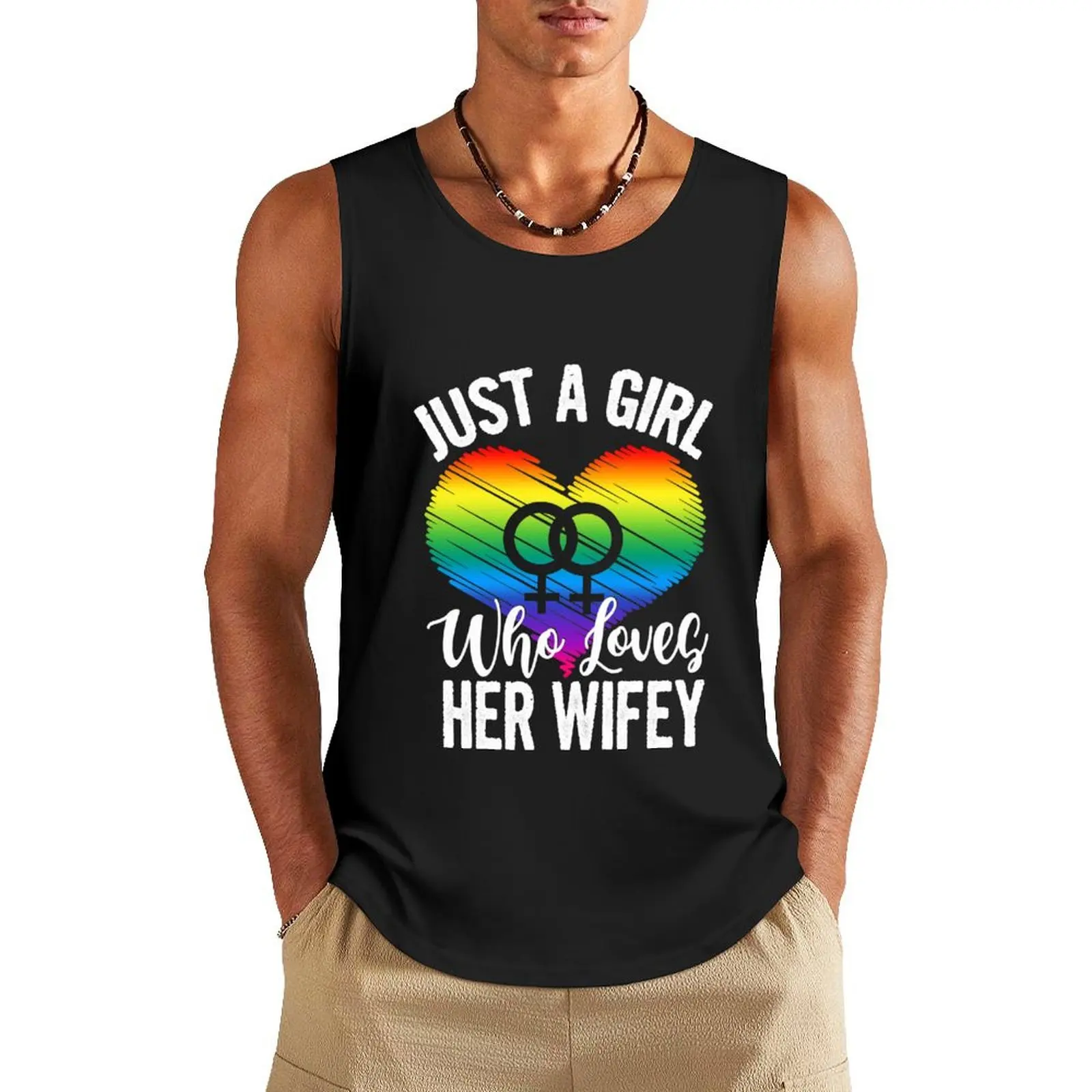 

Just a Girl Who Loves Her Wife LGBT Pride Shirt Tank Top Clothing Vest