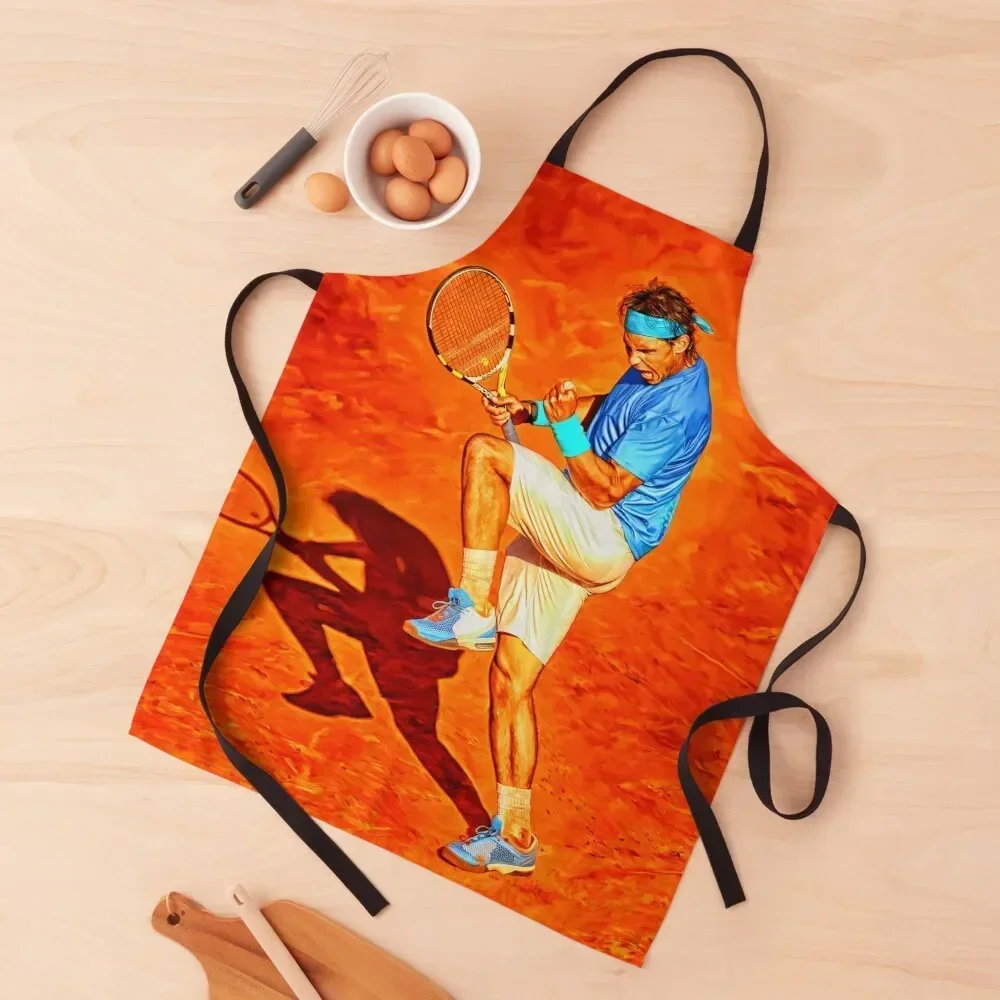 Rafael Nadal come on gesture with knee. RG French Open 2011. Digital artwork print poster. Tennis fan art gift. Vamos Rafa Apron