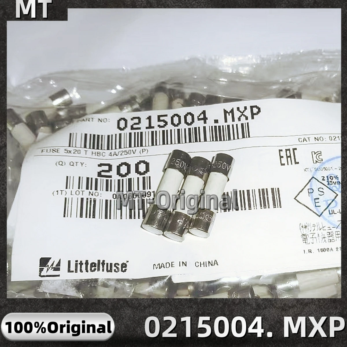 10PCS/LOT Lite Ceramic Fuse Tube 0215004. MXP Slow 5x20 4A 250V T4AH250VP 100% New Original Spot Stock