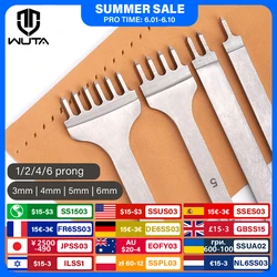 Herramienta básica de cincel de cuero WUTA, herramienta para manualidades de cuero con punzón de hierro para picado de diamantes, 3/4/5/6mm, 1-2-4-6 dientes