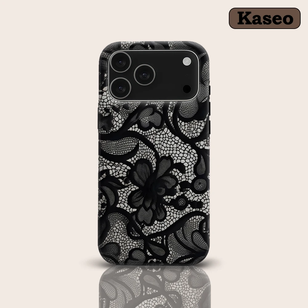 

KASEO Matte Bumper for Magsafe Case for IPhone 17 16 15 14 Plus 13 Pro Max Shockproof Hard PC Noir Lace Cover