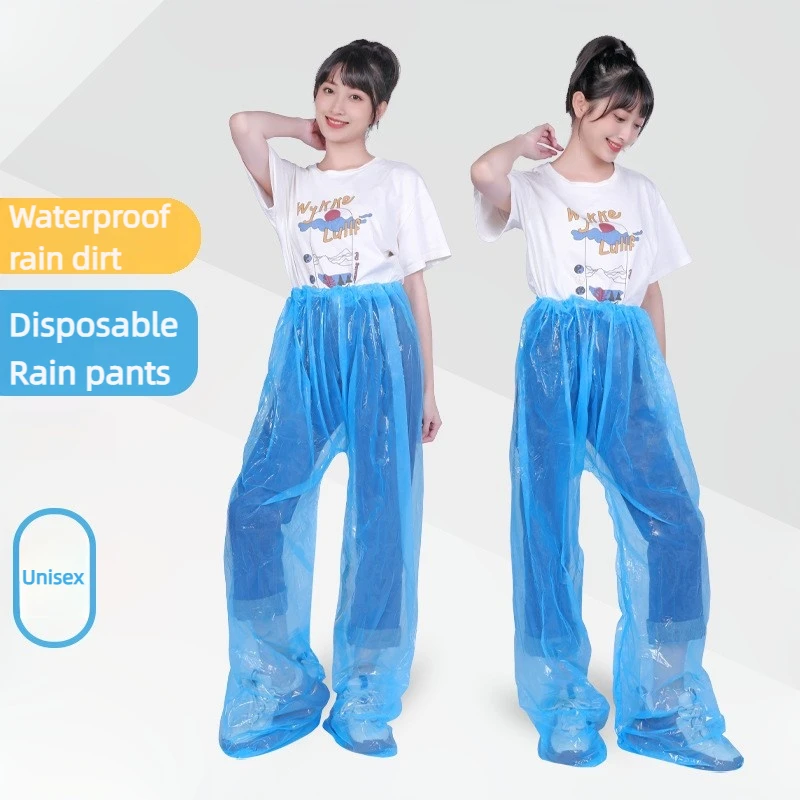 Disposable Waterproof Pants Especially Suitable For Riders Of Motorcycle Scooter Bike In Raining Days Feet-Wrapped Rain