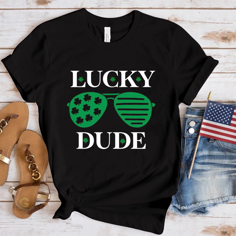 Happy St. Patrick'S Day Lucky Dude Printing T Shirt Men Women T-Shirt Harajuku T-Shirt Unisex Fashion Summer Tops