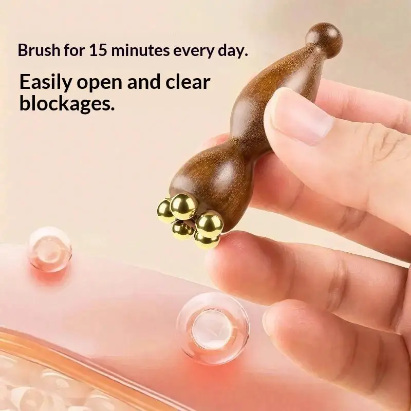 Lotus Seedpod Brass Rosewood Facial Gua Sha Tool Eye Relaxation Meridian Massage Perfect Gift for Women Skincare