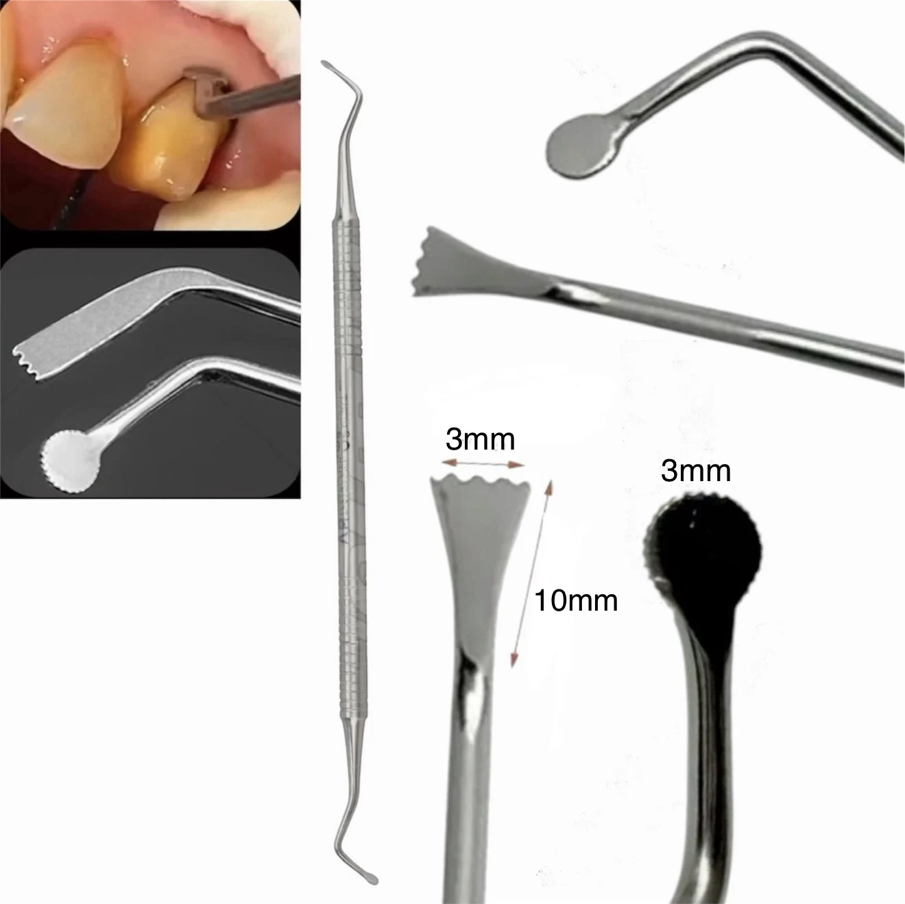 1pc Dental Gingival Cord Packer Retraction Dental Instrument Atraumatic Cord Placement Serrated Flat Blade Cord Packer