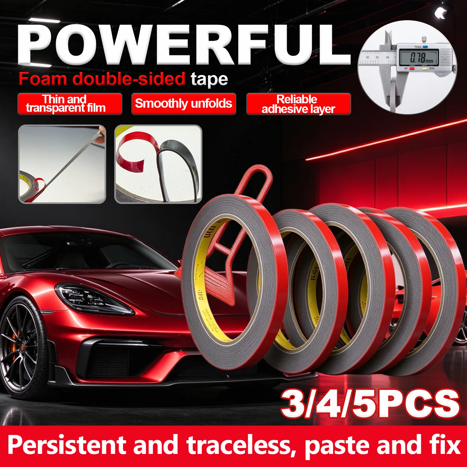 Strong Car Special Clear Double Sided Tape Heavy Duty Acrylic Foam Adhesive Sticker for Auto Rear Spoiler Household Accessories