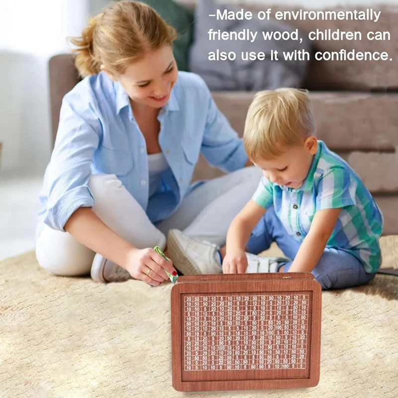 Tirelire Réutilisable en Bois avec Cible de Comptage pour Adulte et Enfant, Tirelire Durable avec Compteur, 18 Pièces