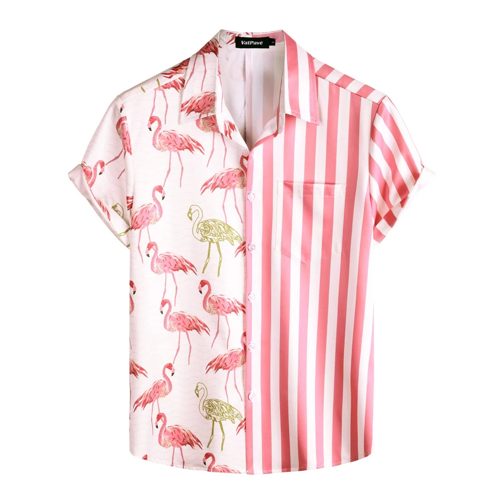 Summer Men's Stripe 3D Print Casual Breathable Hawaiian Shirts Fashion Men Tops Beach Short Sleeve Blouse Vacation Street Shirt