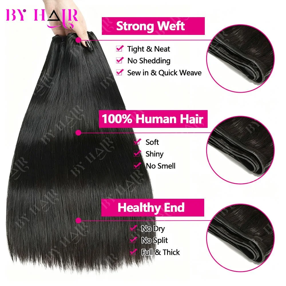BY Hair 15A Double Drawn Human Hair Bundles Vietnamese Raw Hair Bundles 100% Human Hair Straight Human Hair Bundles Unprocessed Hair Extensions Raw Human Hair Bundles