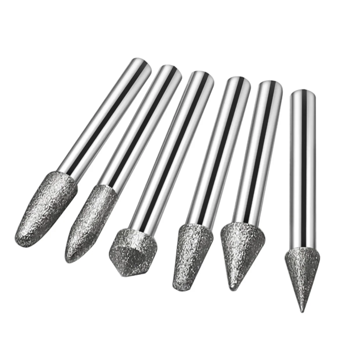 6MM Shank Cylinder Diamond Grinding Bits Cylindrical Points Coated Carving Burrs Lapidary Tools Jade Stone Marble