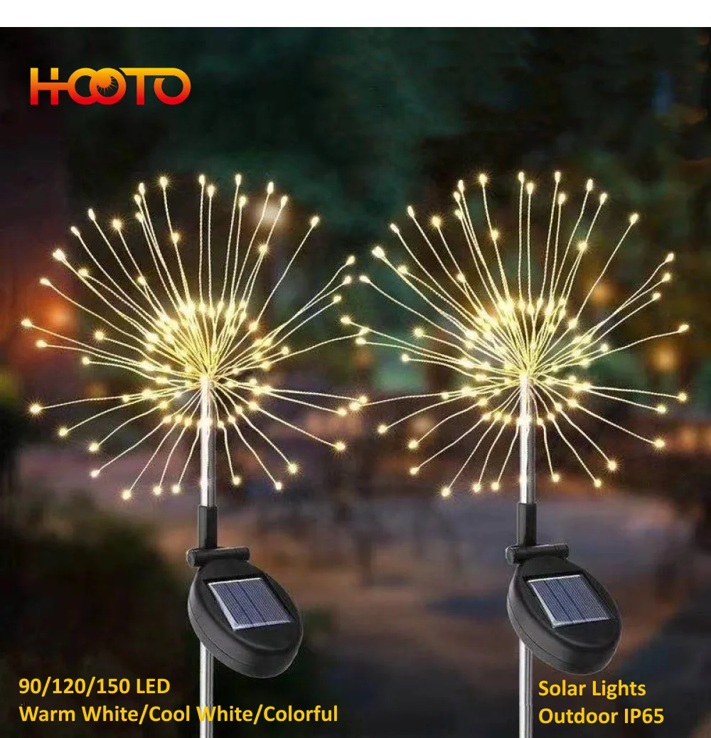 

HOOTO Solar ground-plug copper wire firework dandelion string outdoor waterproof garden decoration ground-plug peacock lawn lamp