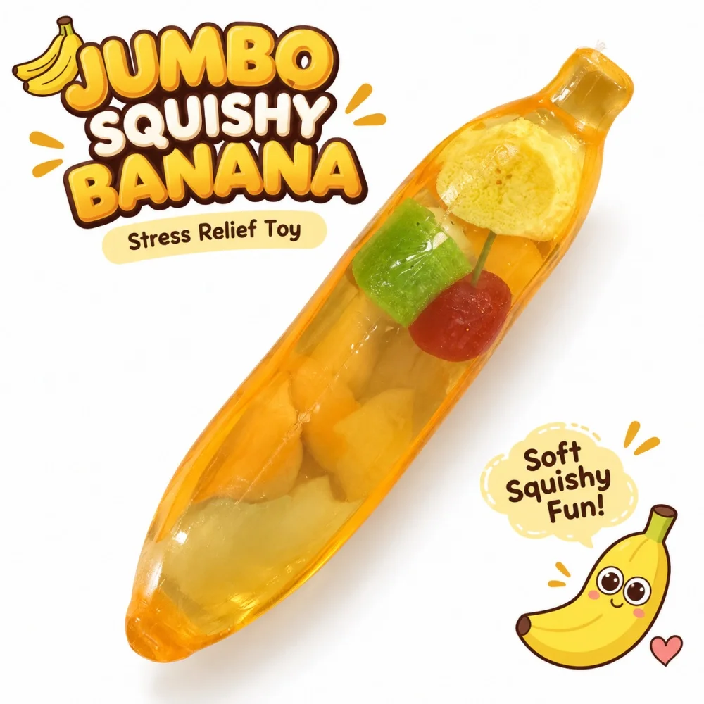 Banana Fruit Squishy Toy Party Favors 1Pc Soft Squeeze Stress Relief Toy Classroom Prize Pinata Filler Halloween Party Gift