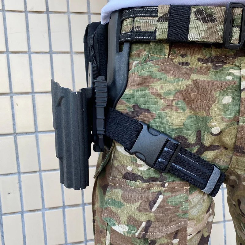 Taktis Drop kaki sarung pistol pengganti tali Non-slip Neoprene nilon Glock untuk sabuk berburu aksesoris gigi