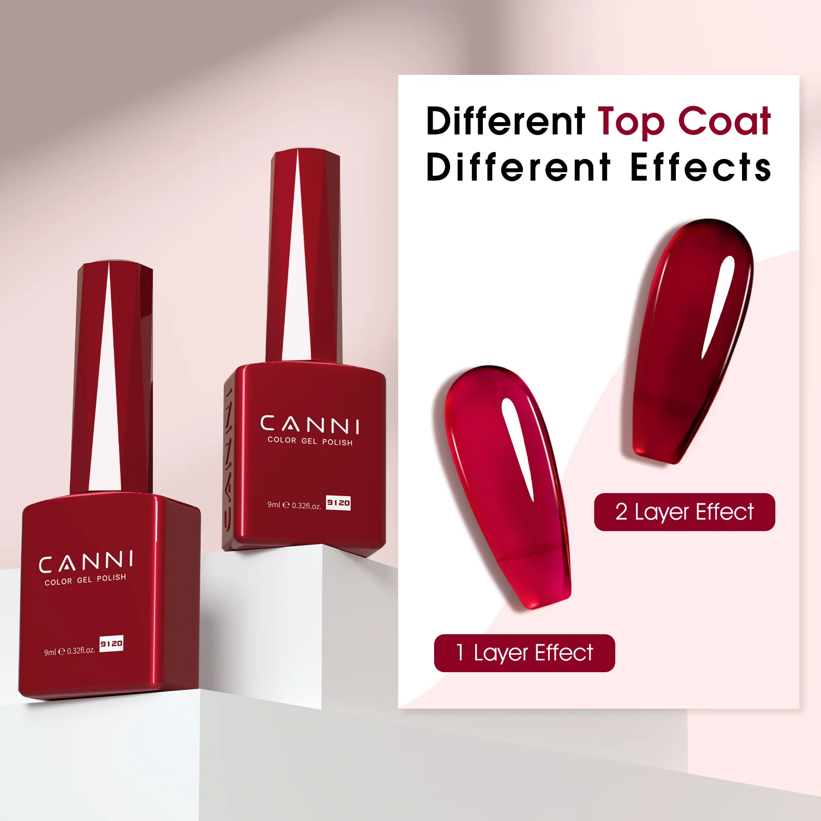 CANNI Gel-Nagellack # 9120 Tiefrote Farbe HEMA-FREI TPO-FREI Abziehbares UV-LED Langanhaltender Hochpigmentierter Nagelstudio-Maniküre-Gel – Detail 9