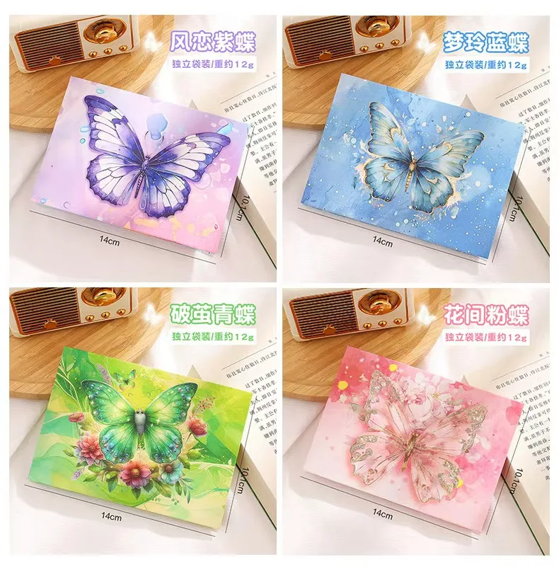 1/4pcs/set Butterfly Pop Up Cards 3D Foldable Greeting Cards Romantic Blank Note Stationery Gift for Birthday Anniversary Wishes