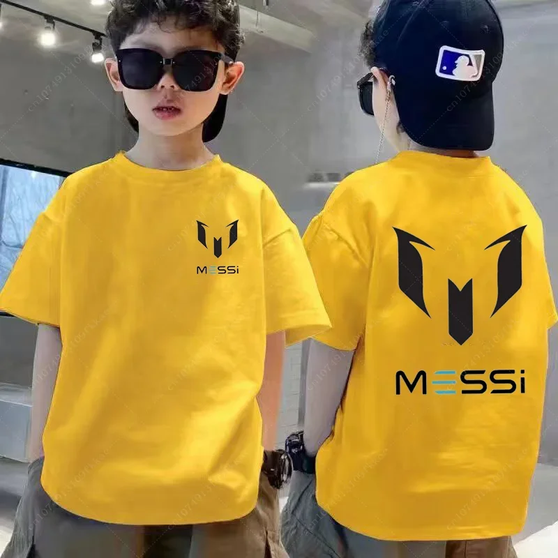 Children\'s Summer Casual Short-sleeved Personalized T-shirt Messi Tshirt Kids Boys Clothing Black Tops Boys Girls Soccer Fan Tee