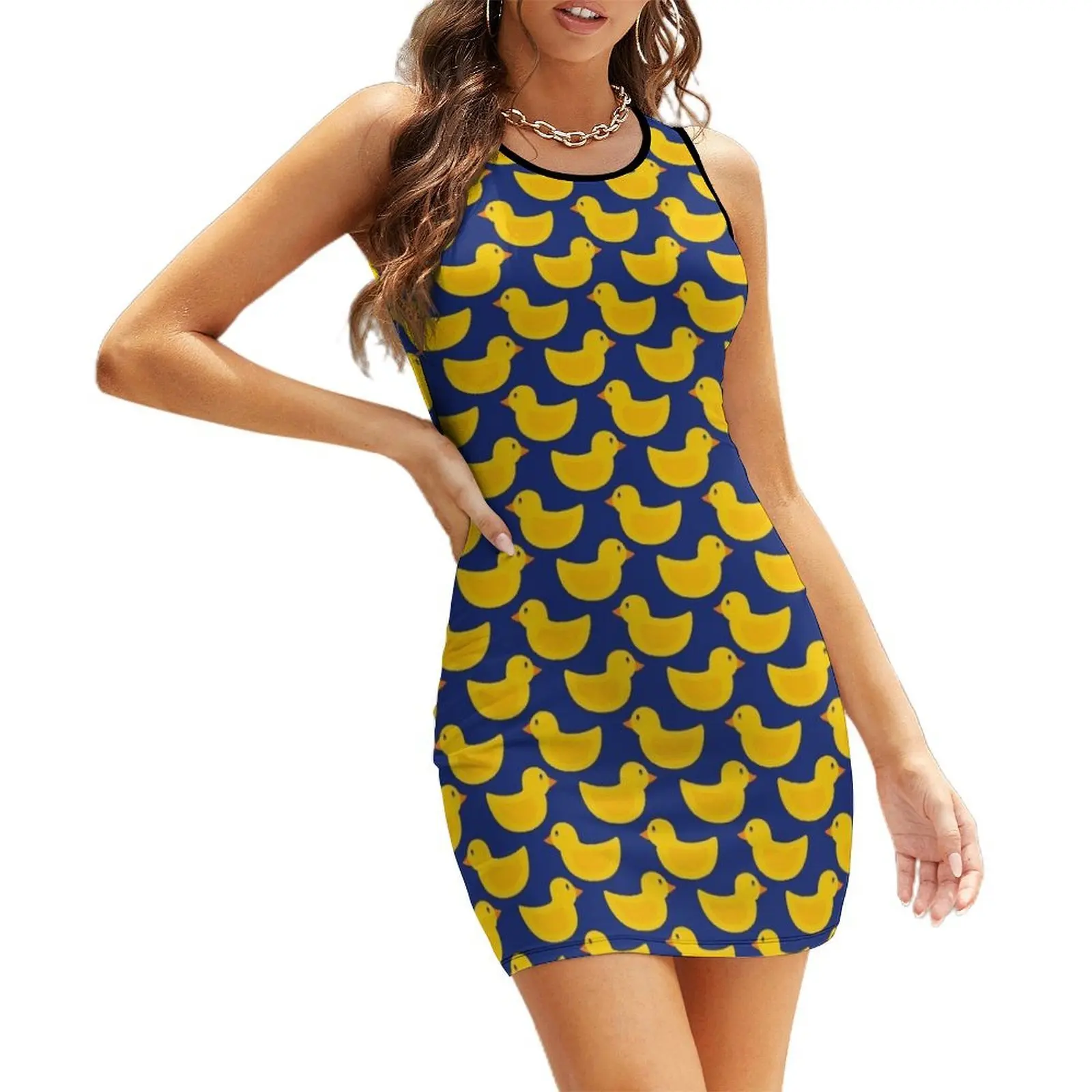 

Rubber Duckie Sleeveless Sundress Dress woman birthday dress dresses korean style Women's clothing