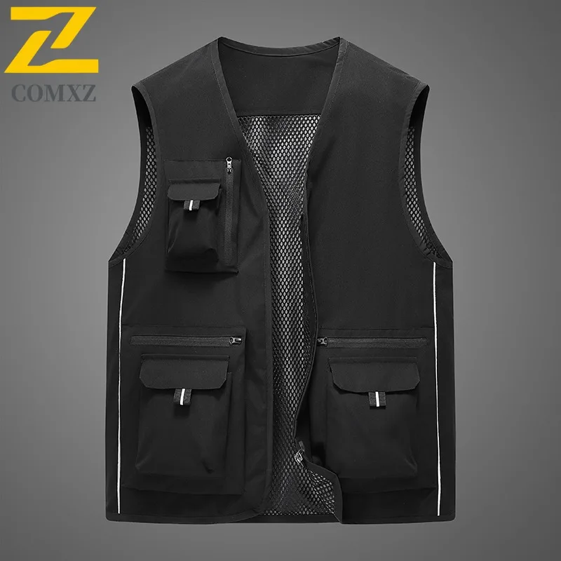 الرجال الصيف في الهواء الطلق سترة عادية متعددة جيب التصوير الصيد سترة بلا أكمام خفيفة الوزن تنفس ملابس العمل التكتيكية #5