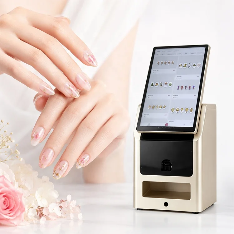 Professional AI Nail Printer Machine 15.6 Inch Touch Screen Digital Nail Art Printer for Commercial Use