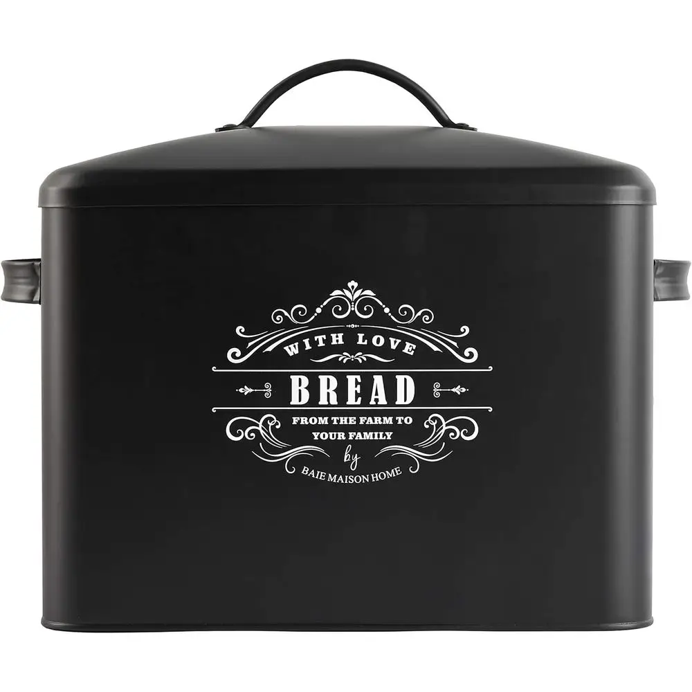 

Просторная черная контейнер для хлеба — кухонная стойка для хранения хлеба на нескольких буханях — идеально подходит для фермерского дома, винтажного и деревенского декора