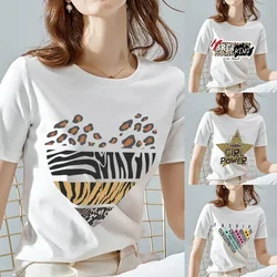 T- Shirt Women Summer New Short Sleeve Leopard Print Clothing Girl T-Shirt Harajuku Graphic Clothing Women's Top Women Clothing