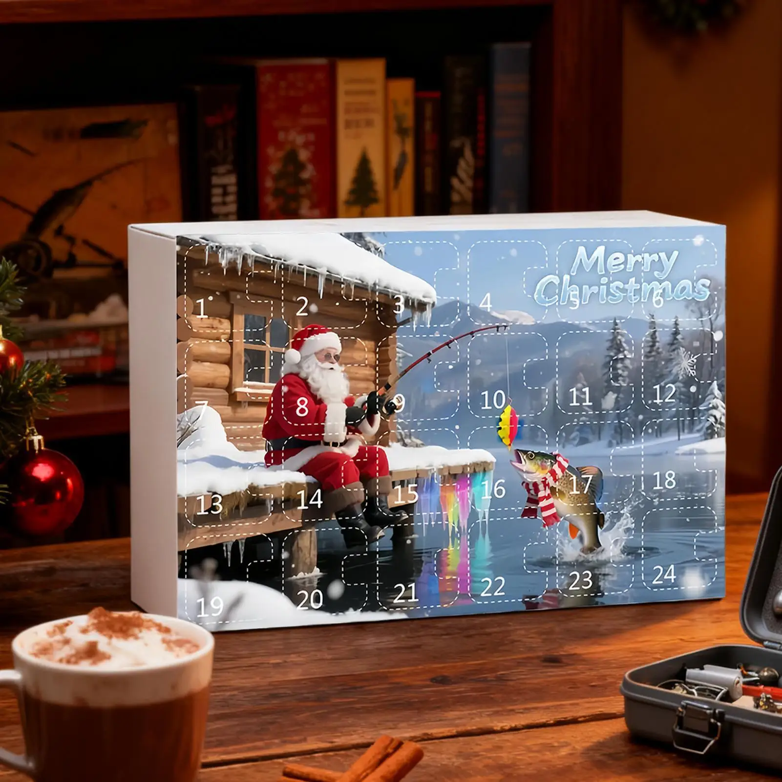 

Рождественская адвент-рыбалка, 24-дневный адвент-Рождественский календарь, рыболовная приманка, комплект снастей для папы, парня, подростков, мужчин, рыбаков, озера