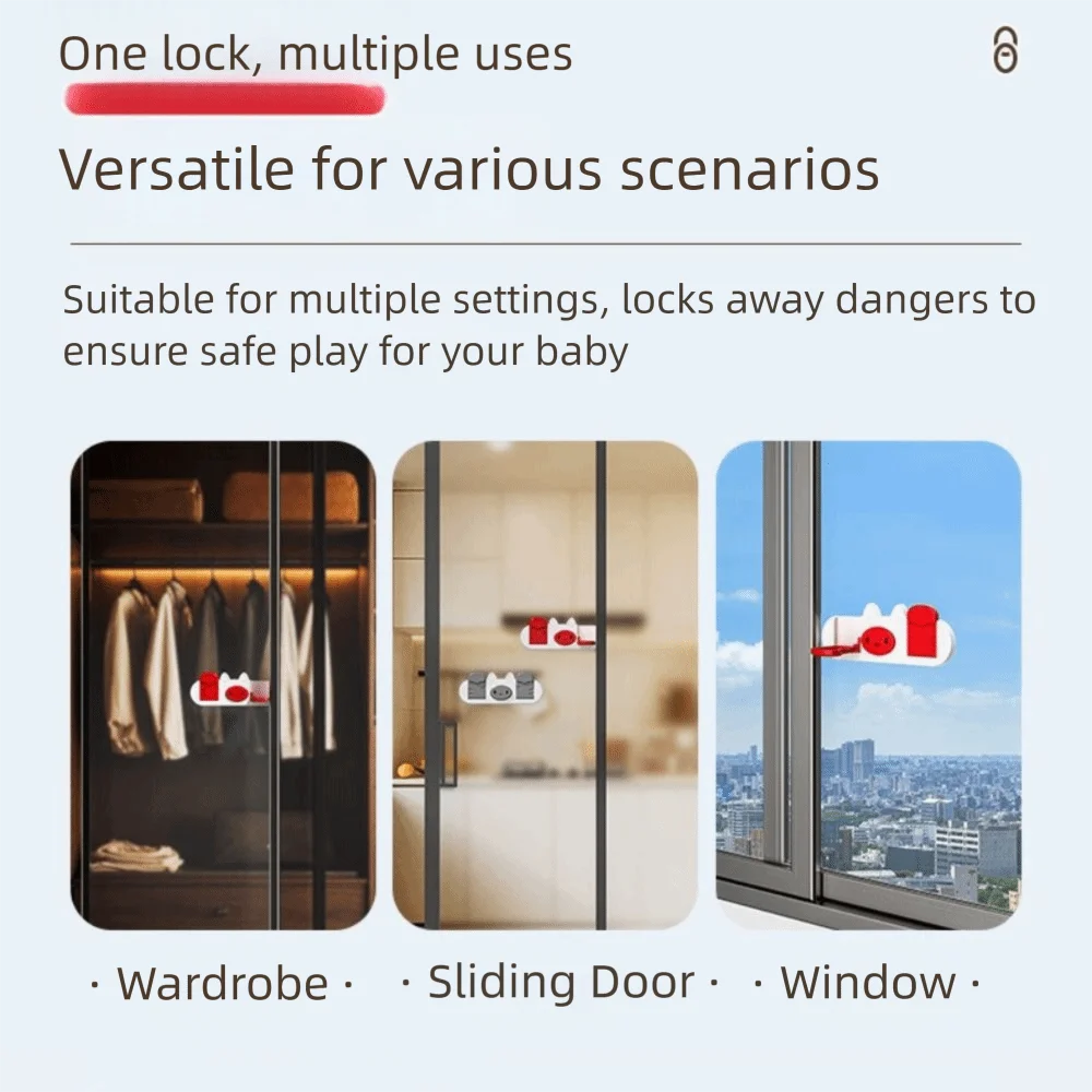 محدد نافذة خالٍ من اللكمات للجنسين مقاوم للسرقة ومضاد للفتح قفل عالي الارتفاع ومضاد للسقوط ومزلاج أمان للحماية الأمنية