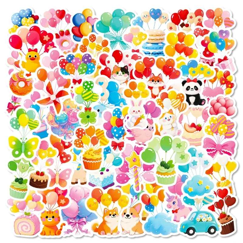 

10/30/56PCS Cartoon Balloon PVC Sticky Sticker Aesthetic DIY Colored Decoration Scrapbooking Hand Accounting Supplies for Kids